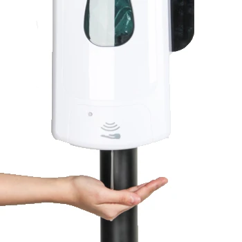 Sensor hand sanitizer dispenser floor stand with Drip Tray metal stand for automatic soap dispenser