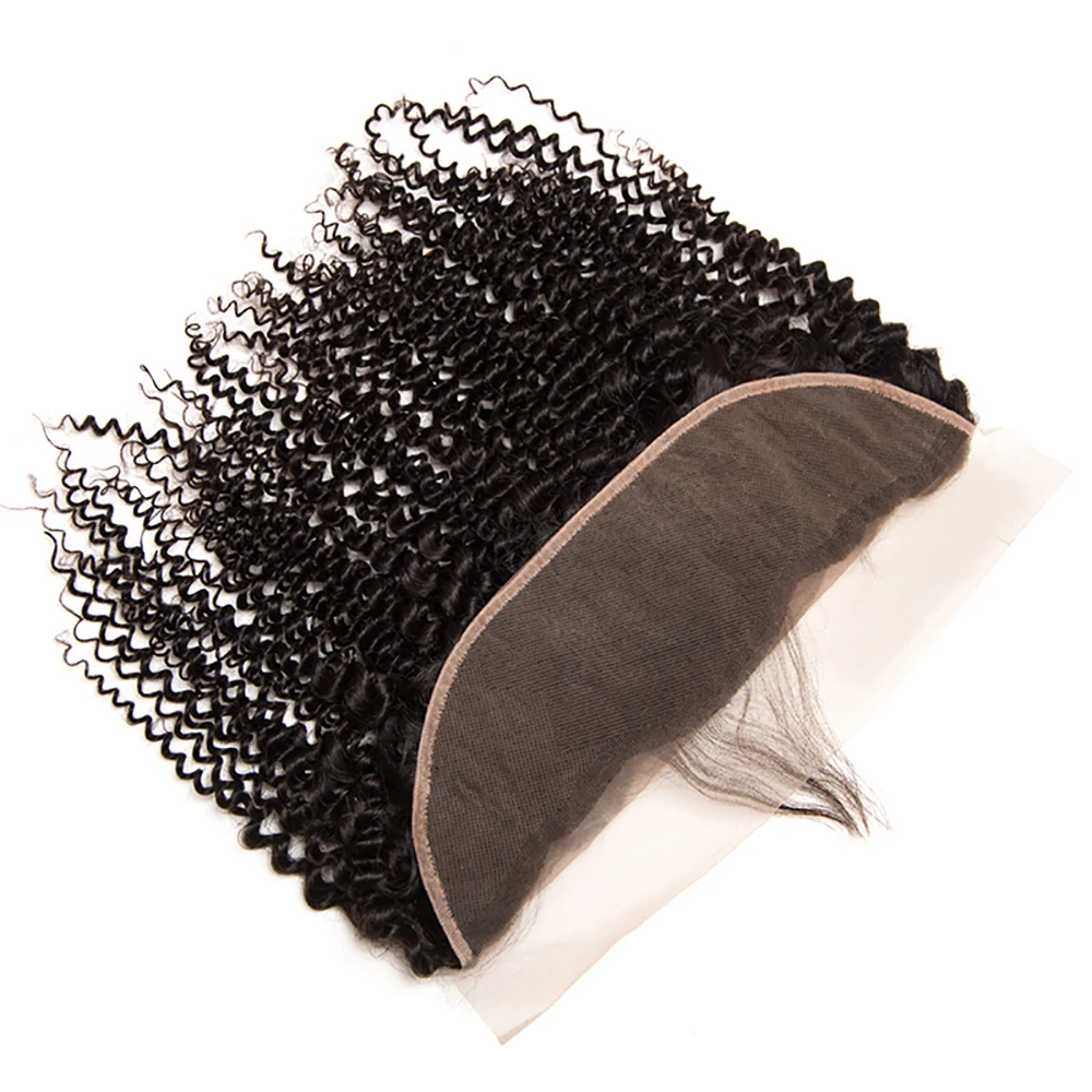 Overnight Shipping Wholesale Brazilian Virgin Human Hair Weave Kinky Curly Bundles And Illusion Thin Skin Lace Frontal