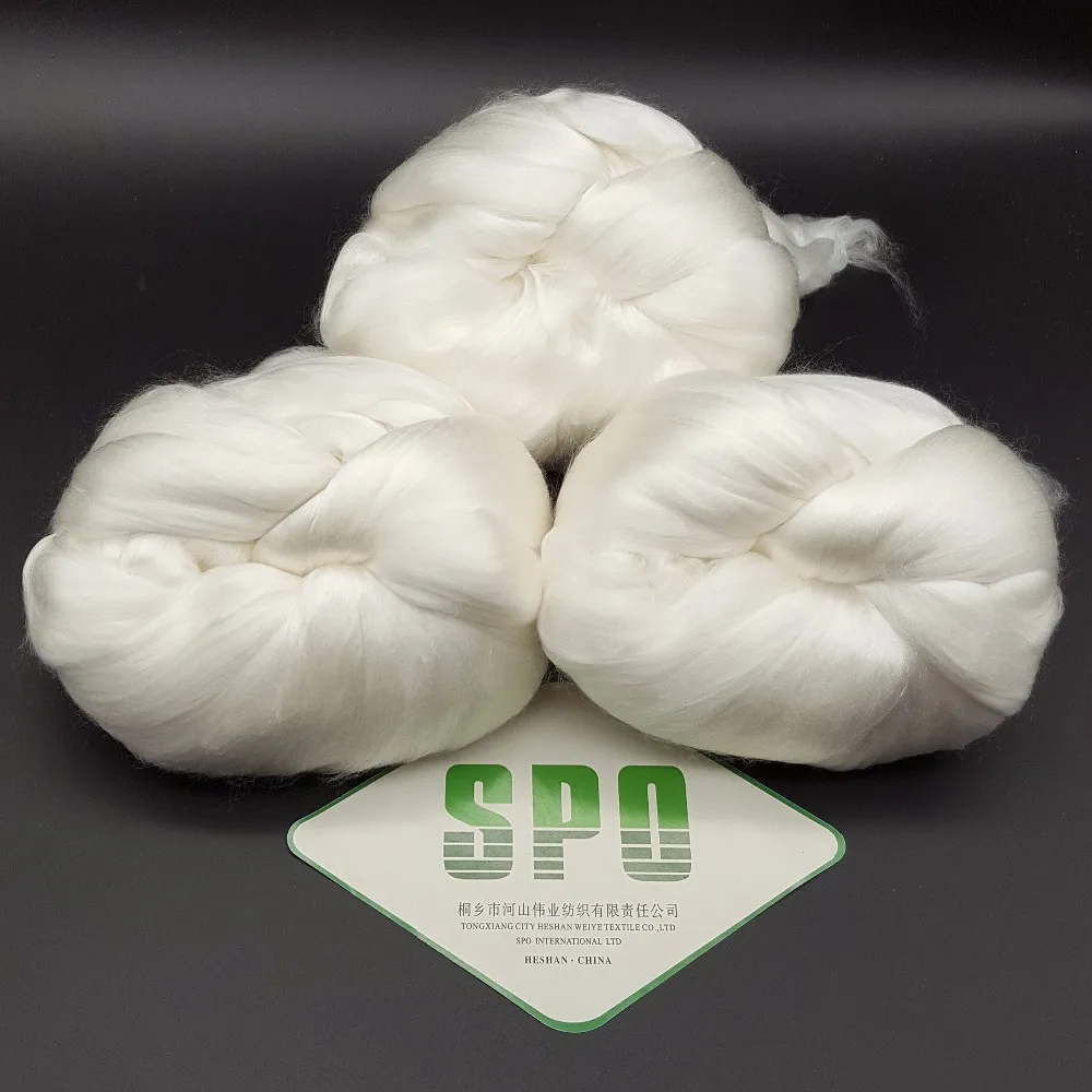 100% Pure Raw white Mulberry Silk Fiber Silk Top cut fiber 38MM-40MM
