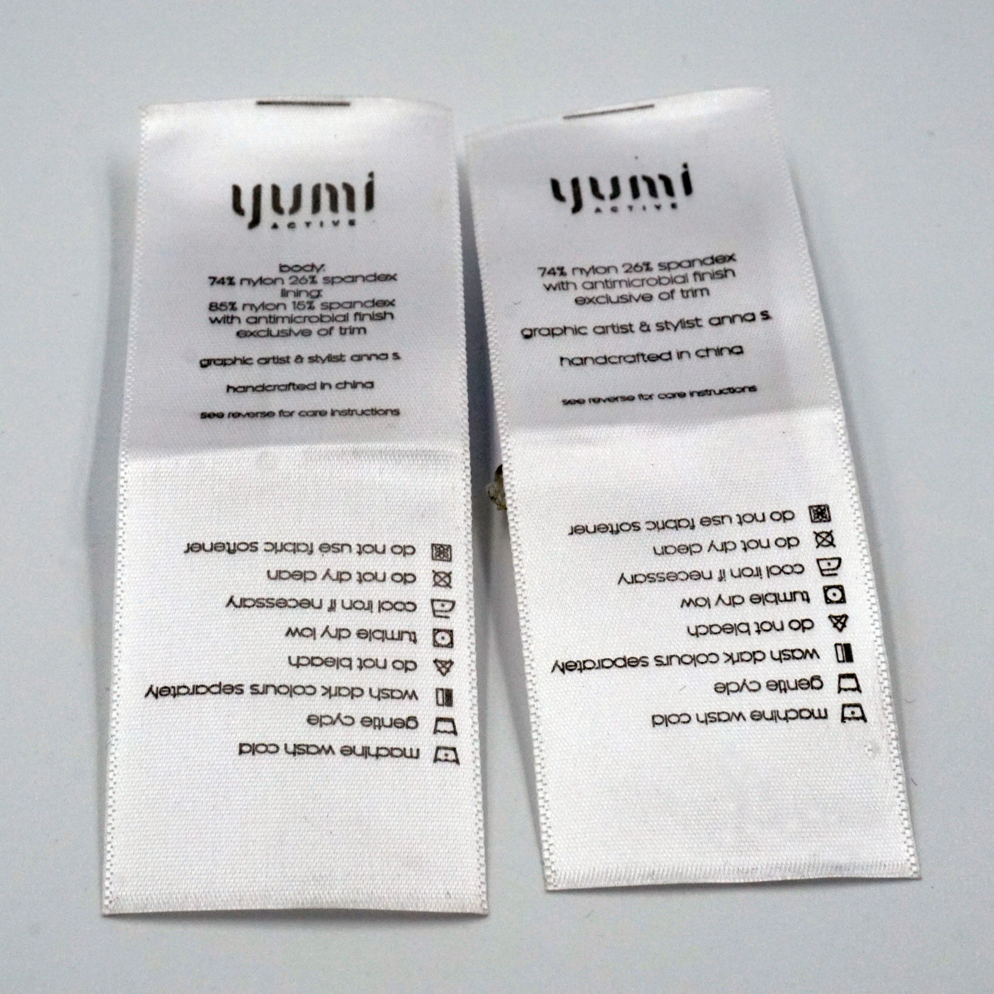 Print Satin Labels for Clothes Care Label Symbols Custom