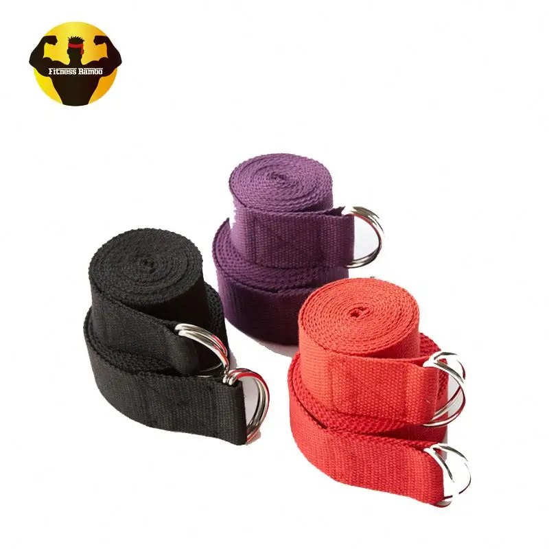 Rambo hot selling 2019 Colorful D Ring training Cotton Stretch hemp Yoga bands and yoga Strap