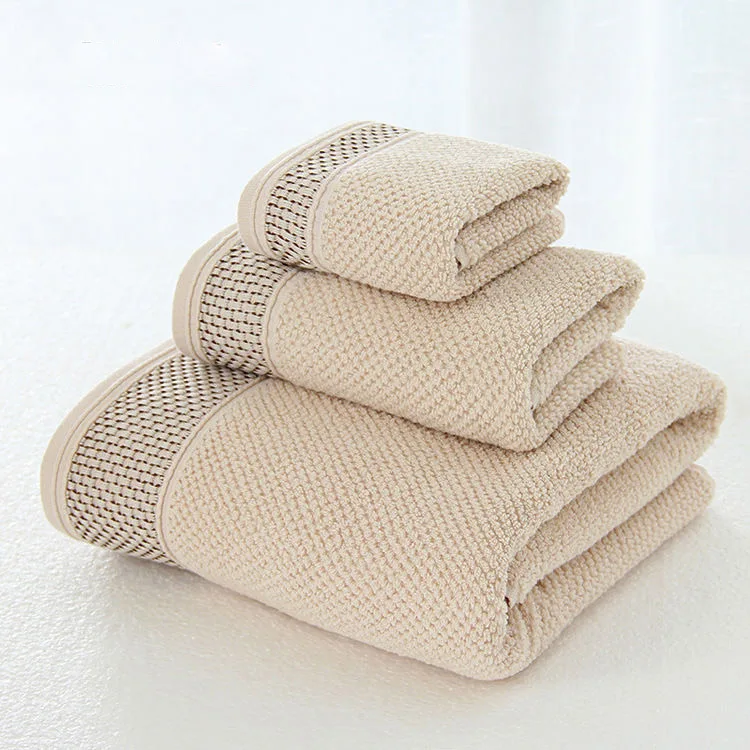 Home Hotel Luxury Modern Wedding Honeycomb Jacquard Pure Cotton Towel set of 3 pcs Face Hand Bath Towel