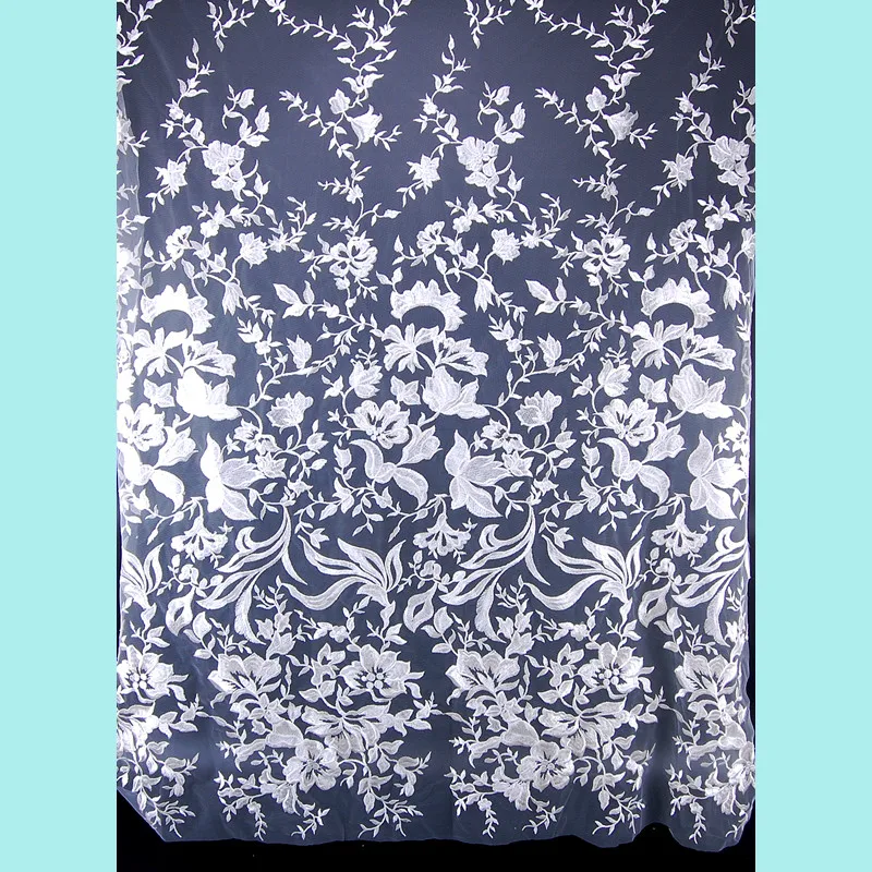 
Wholesale Pure White Cotton Guipure Bridal Wedding 3d Flower Lace Embroidered Fabric 