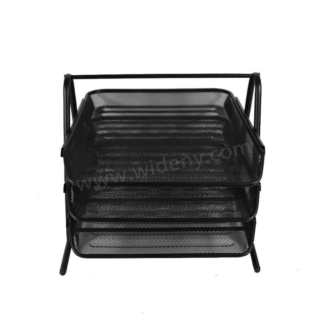 4 tiers metal mesh black a4 size document file tray for office