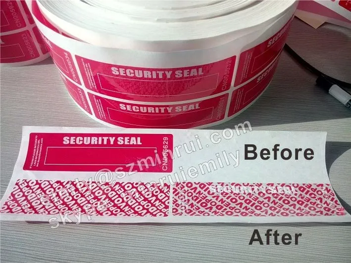 Custom do not accept open void red warranty void sticker only for one time use security seal stickers with white serial numbers