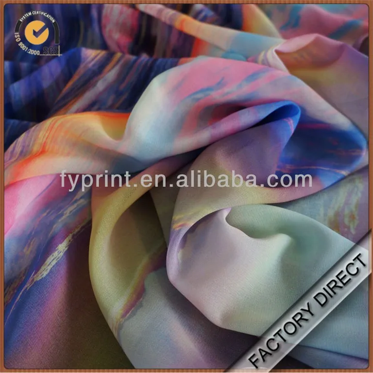 Factory direct popular digital printed gradient color chiffon fabric