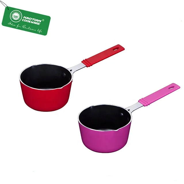 Aluminum Mini Sauce Pan Red Non Stick Cookware Silicone handle sauce pot