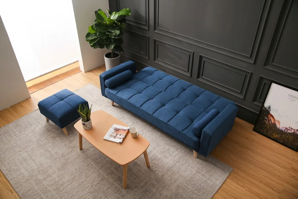Modern simple sofa bed convenient upholstery square lattice sofa for living room