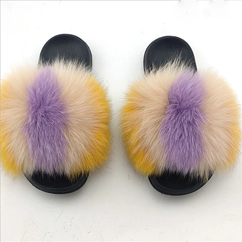 
New arrival pink fur slipper Mink Fur Slides wholesale fur slippers 
