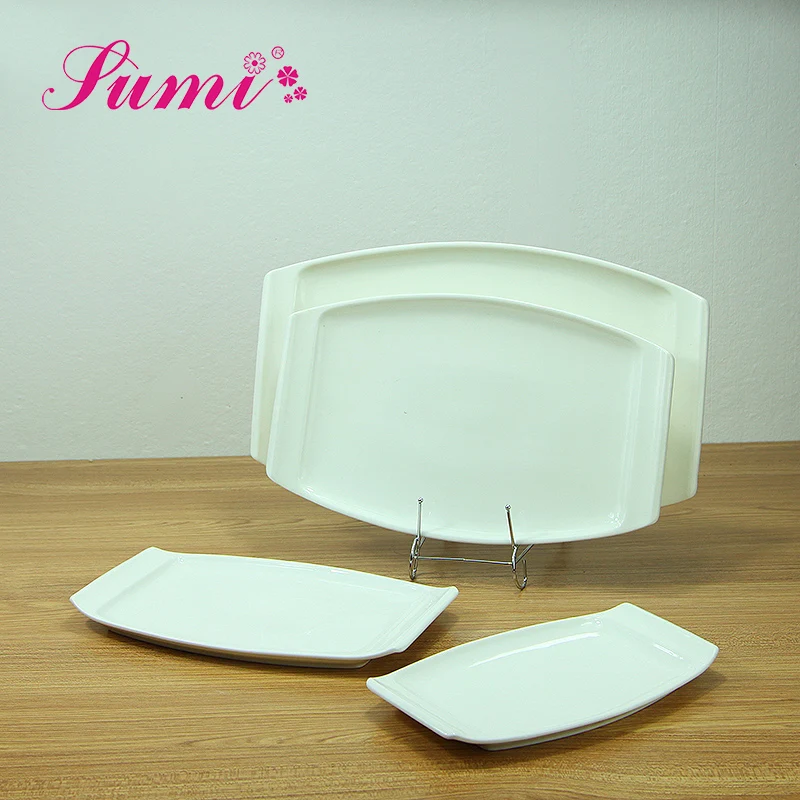 Most popular fashion white ceramic tray rectangular plate, white porcelain rectangular tray for dinnerware