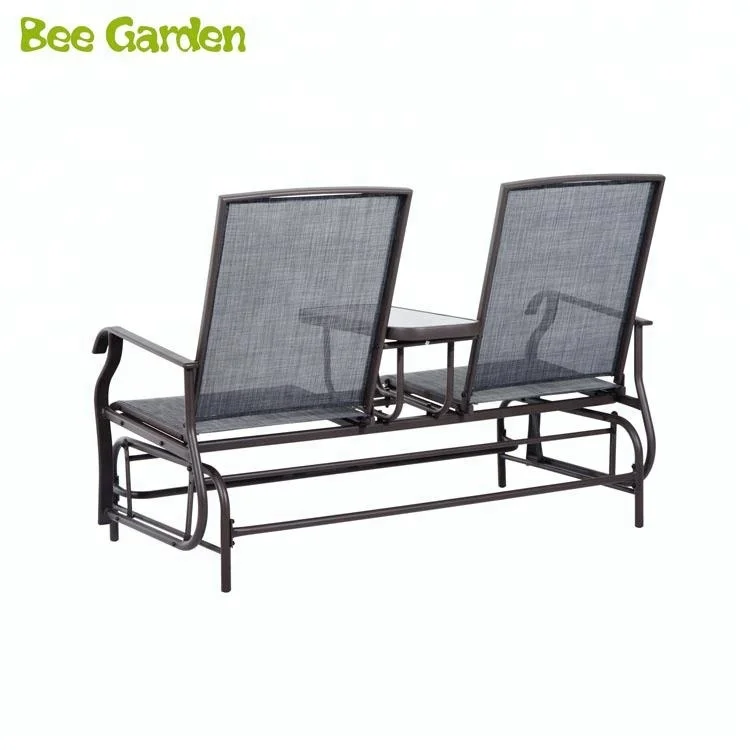 Mesh Fabric Patio Double Glider Chair 2 Person Outdoor Outdoor Furniture Modern in Stock Paulistano Chair Outdoor Leisure Time