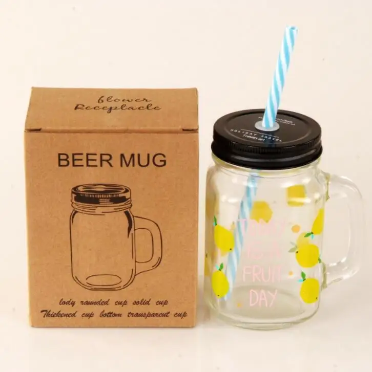 import manufacture wholesale 16 oz 500ml Glass Mason mug Jars With Straw Lid For Beverage