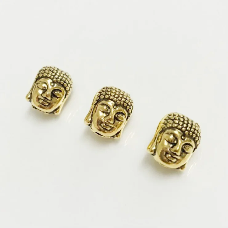 Antique Bronze Silver Gold Plated Alloy Buddha Head Beads Charm Jewelry Accessories Fit Strand Bracelets