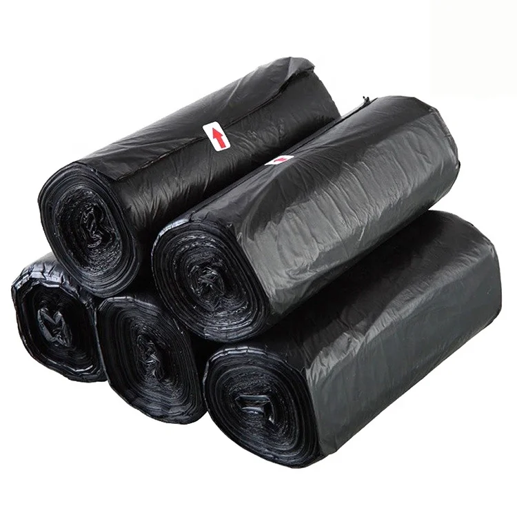Plastic 100% biodegradable t shirt garbage bag black on roll importers