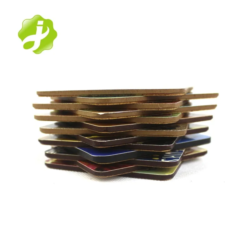 Custom Design Cork Wood Drink Coaster Tea Coffee Cup Mat Pads with Debossed Logo