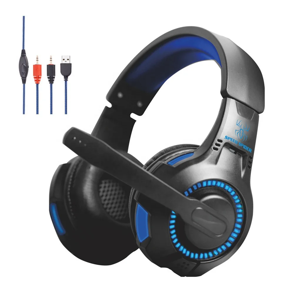 
Professional led light wired surround stereo computer gaming headset with rotation mic 
