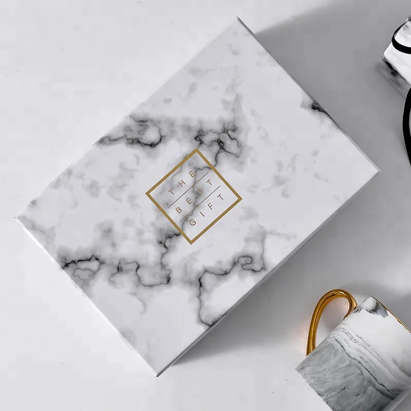 Caja De Papel Eco-friendly Custom Scatola Di Carta Fine Paperboard Box Wedding Favor Gift Packaging Box, Marble Gift Paper Box
