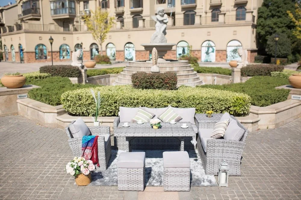 8 мест лабиринт новый дизайн ротанговый уличный диван набор плетеной садовой мебели