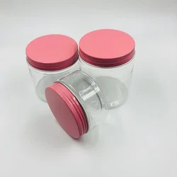 100g 150g 200g 250g 4oz clear plastic food grade cream jar with pink aluminum cap