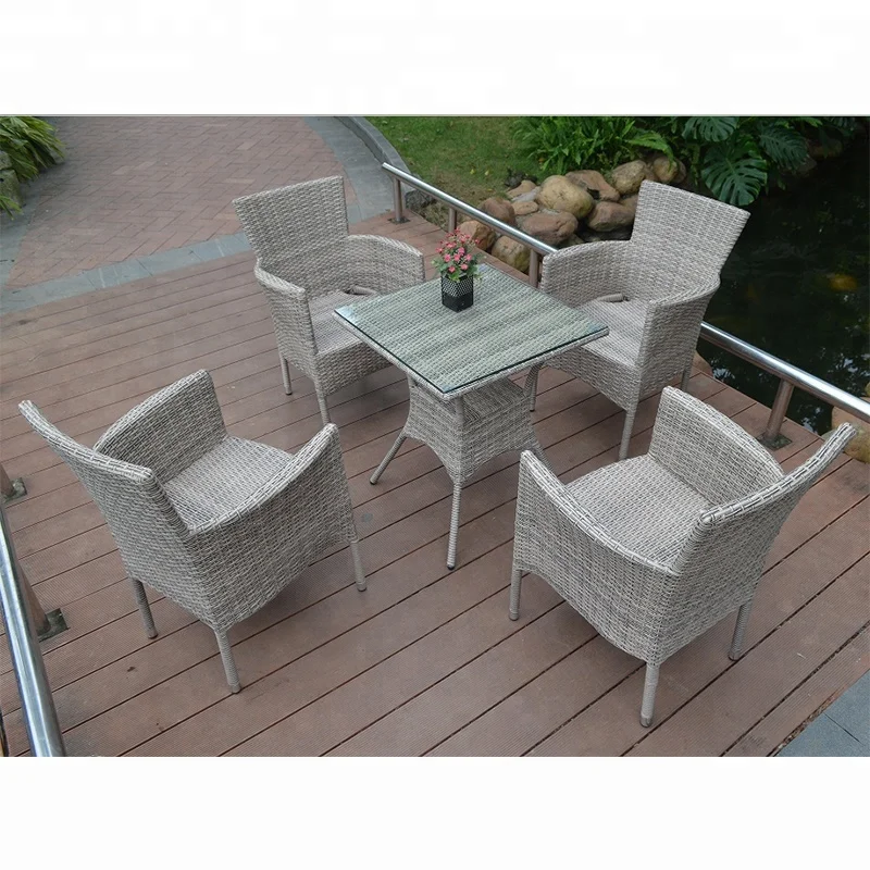 Outdoor Rattan Wicker Patio Furniture 4 Seater Garden Dining Table Chair Sets Sale