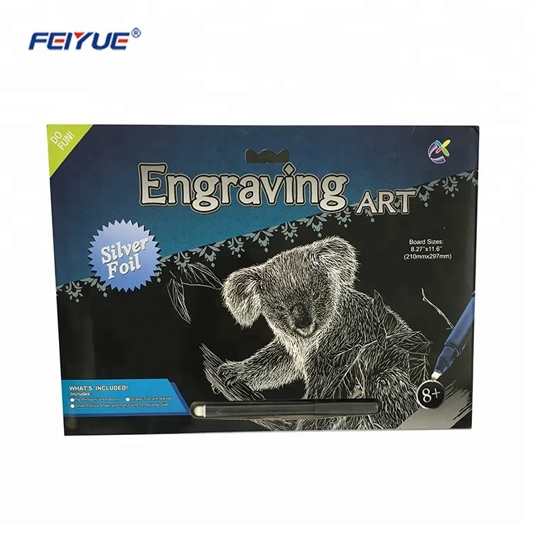 Пользовательский логотип мультяшный дизайн волшебная раскраска Гравировка Искусство Радуга царапины художественная бумага