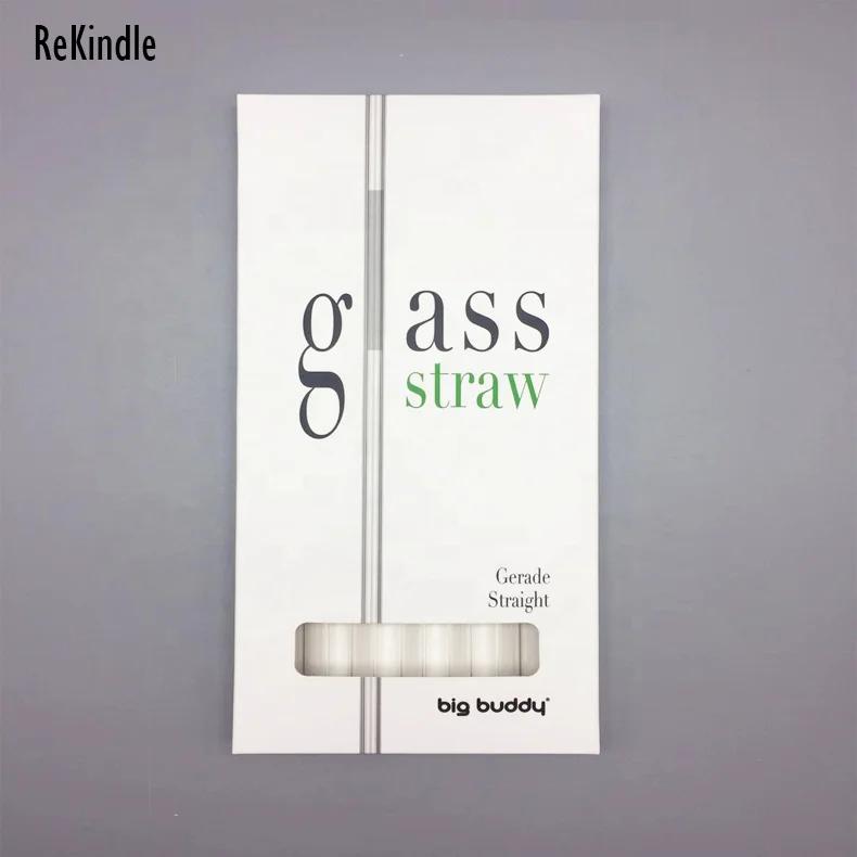 Colorful Straw Set 4+1 with Customized Gift Box Eco Friendly Drinking Glass Straw Set With Custom Paper Box