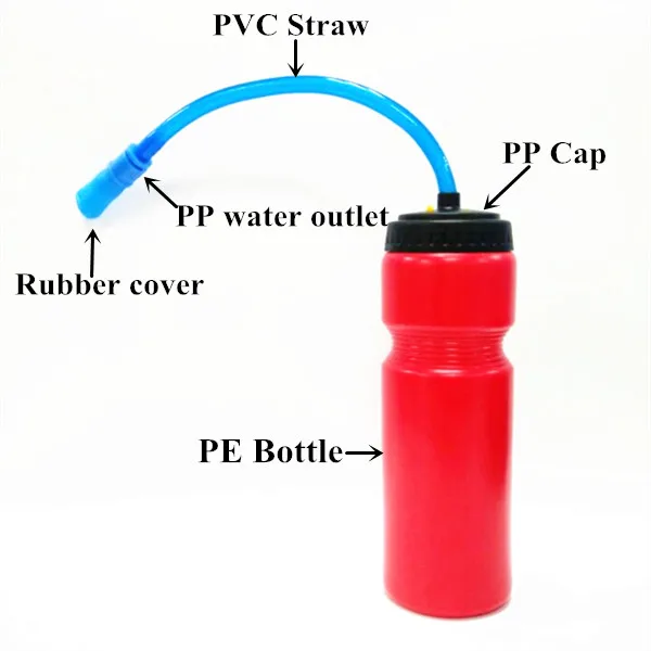 
novel plastic sports water bottle with long straw 