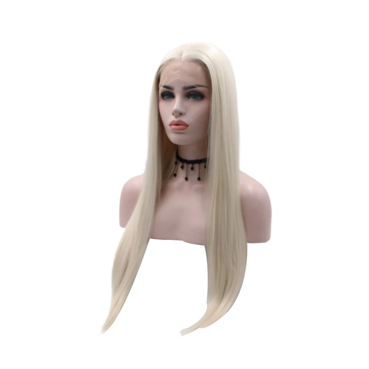Женский белый парик из человеческих волос, парик из длинных прямых волос