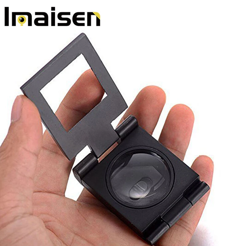 10 x 28mm Linen Test Three Folding Magnifying Glass Portable Zinc Alloy Magnifier   Lamp for Textile Jewelry