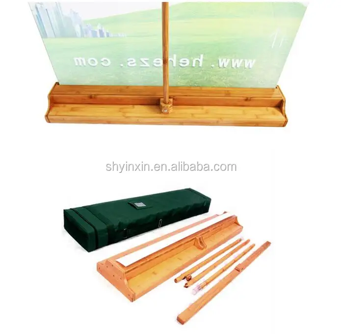 Outdoor PVC flex banner display bamboo telescopic rollup banner stand (60382891619)