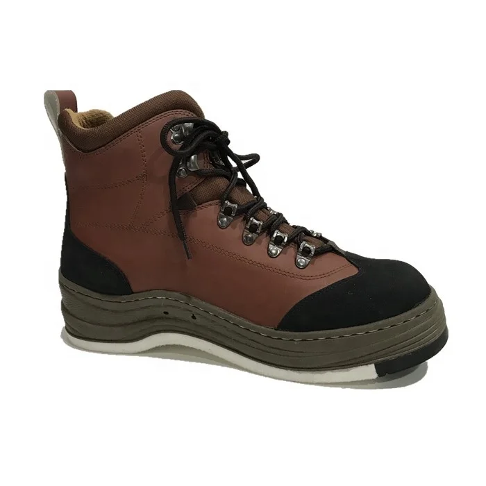 Мужские коричневые нескользящие прочные ботинки для ловли рыбы нахлыстом с войлочной подошвой