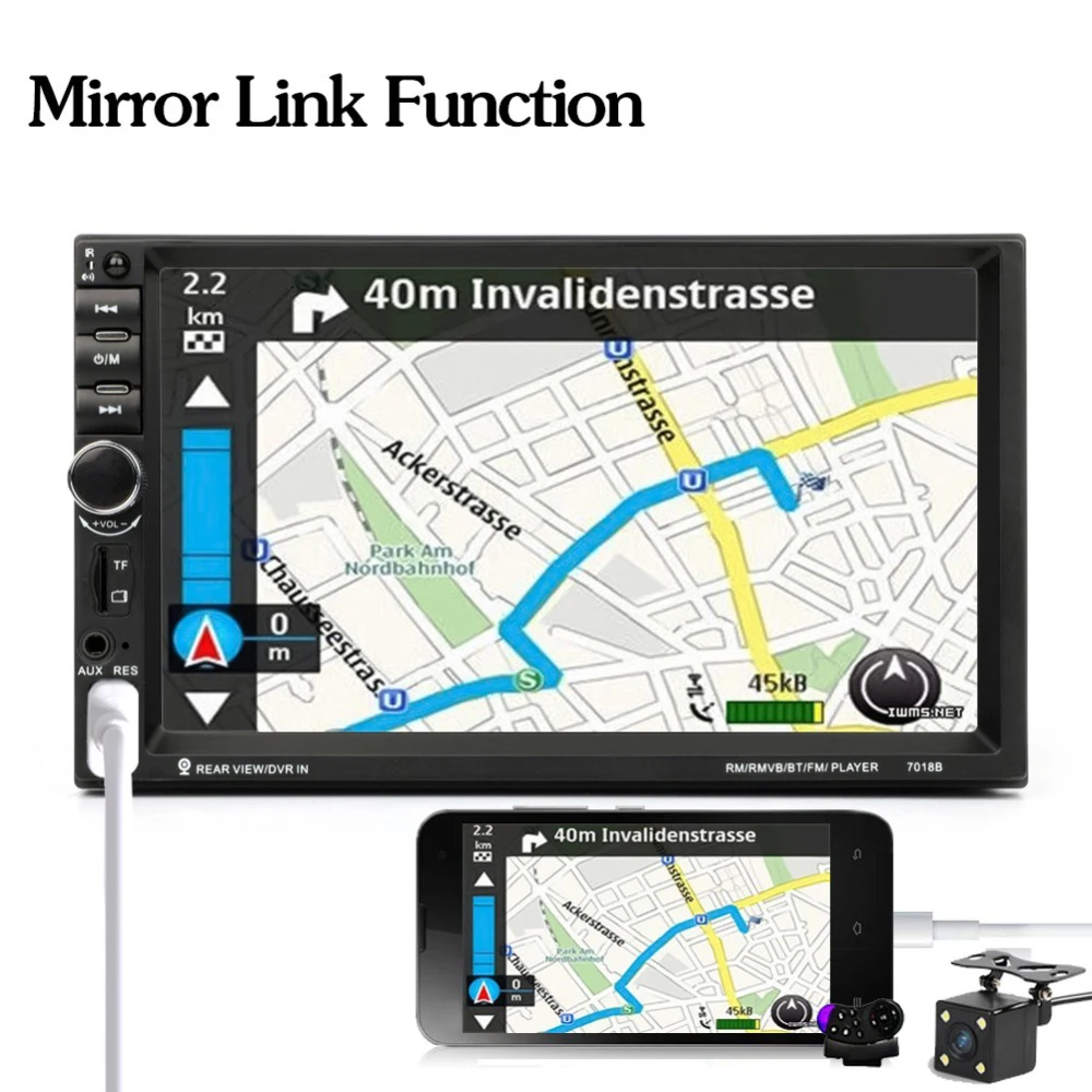 7018B Stereo Radio MP5  Double 2 Din Video Audio Radio SB TF FM Player Mirror Link