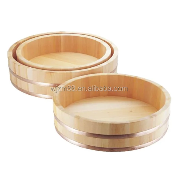 Japanese style wooden sushi tub, sushi hangiri, rice soak tub wholesale