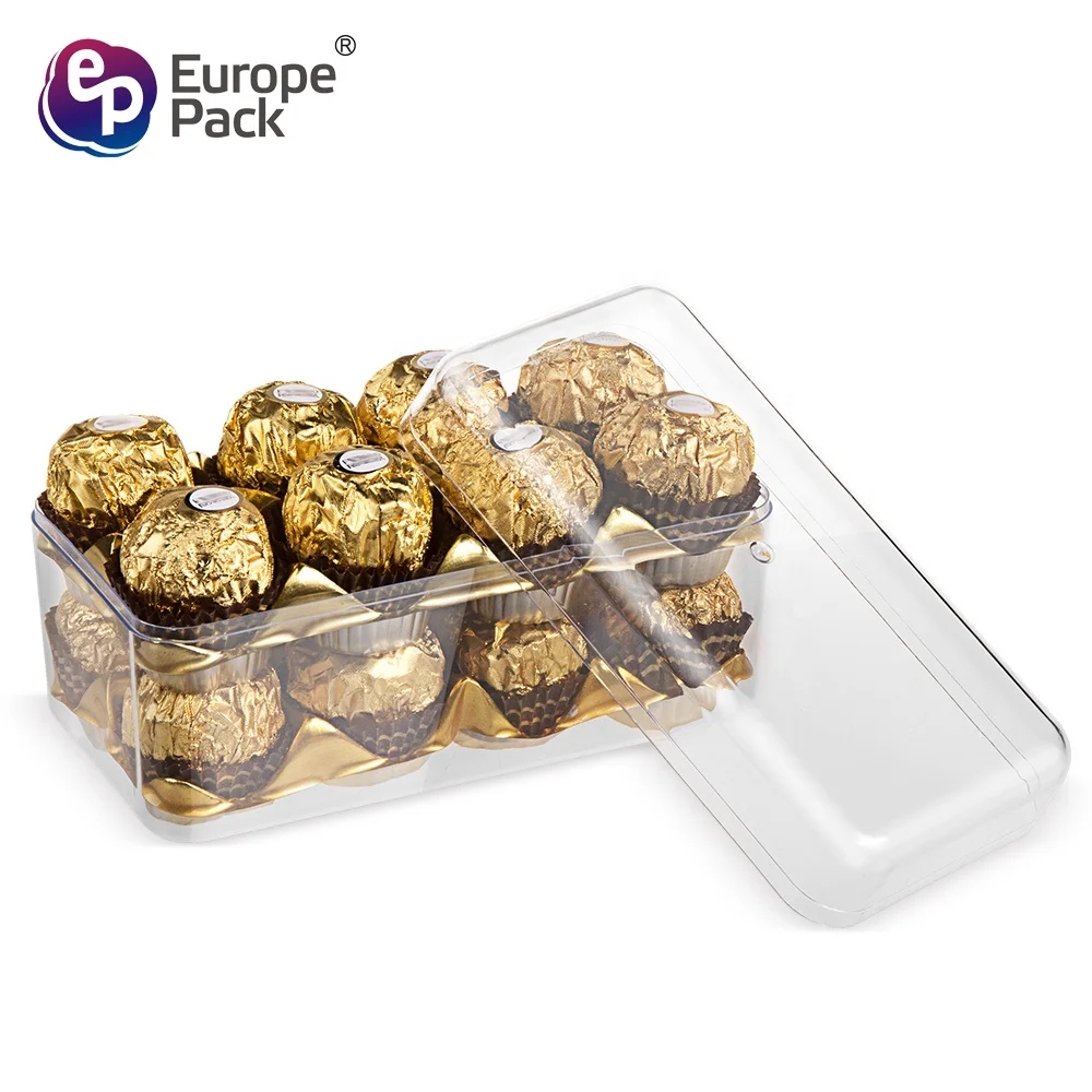 Eco friendly double layer rectangle shape luxury chocolate box with golden tray