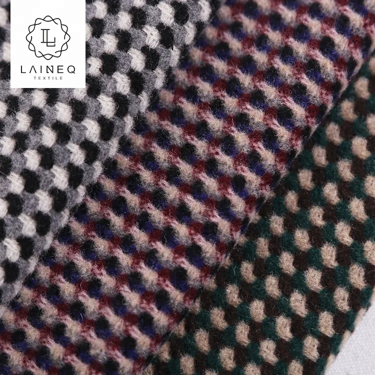 STOCK 2021 best selling pin checks 50% wool 50% polyester tweed fabric for coats