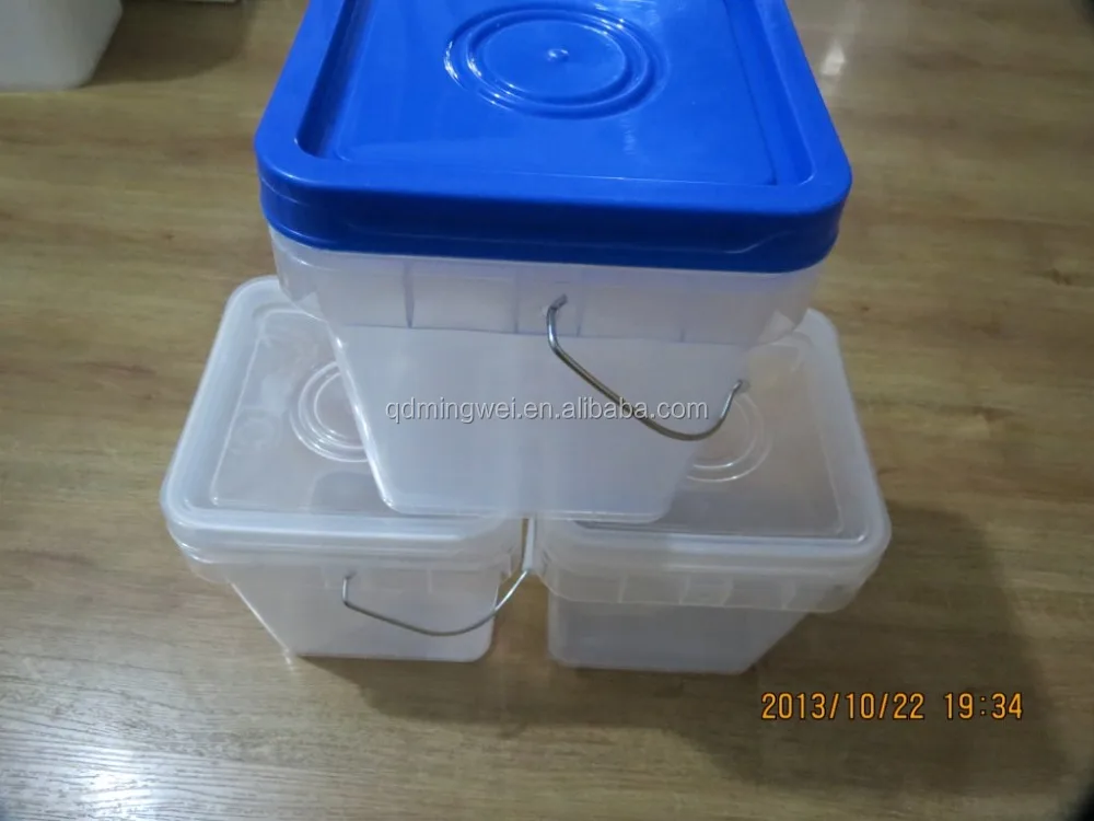 5000ml rectangular plastic bucket/plastic pail/rectangular plastic bucket with lid