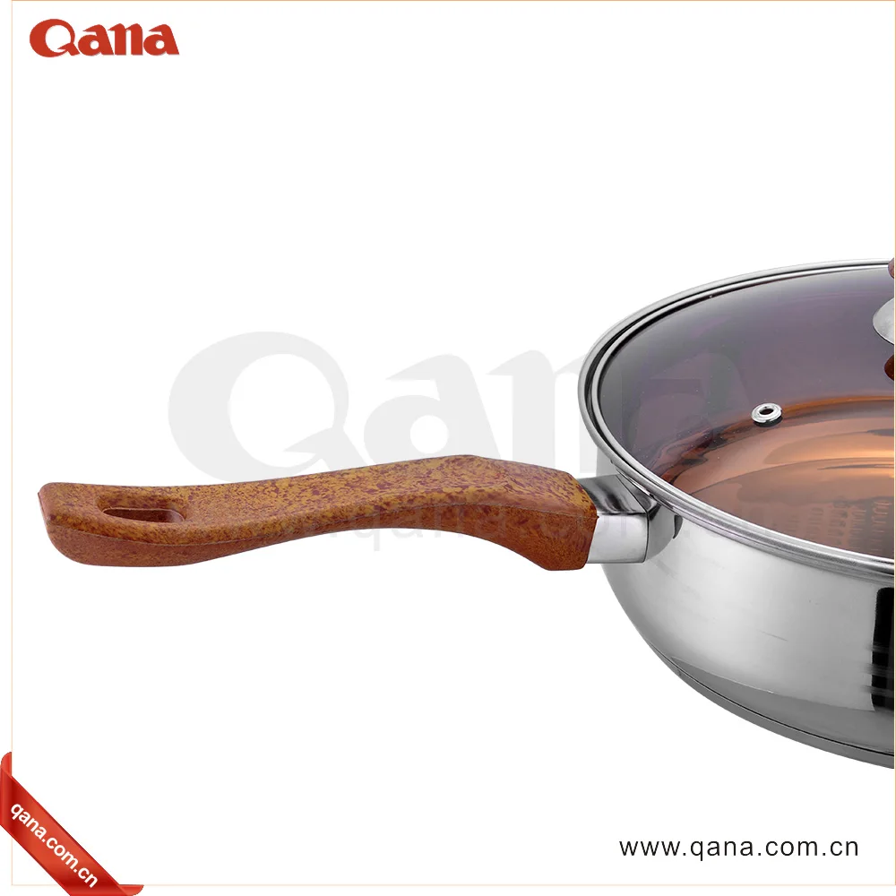 QANA Factory Wholesale OEM 12pcs induction cookware set stainless steel saucepan casserole frypan steamer salad bowl