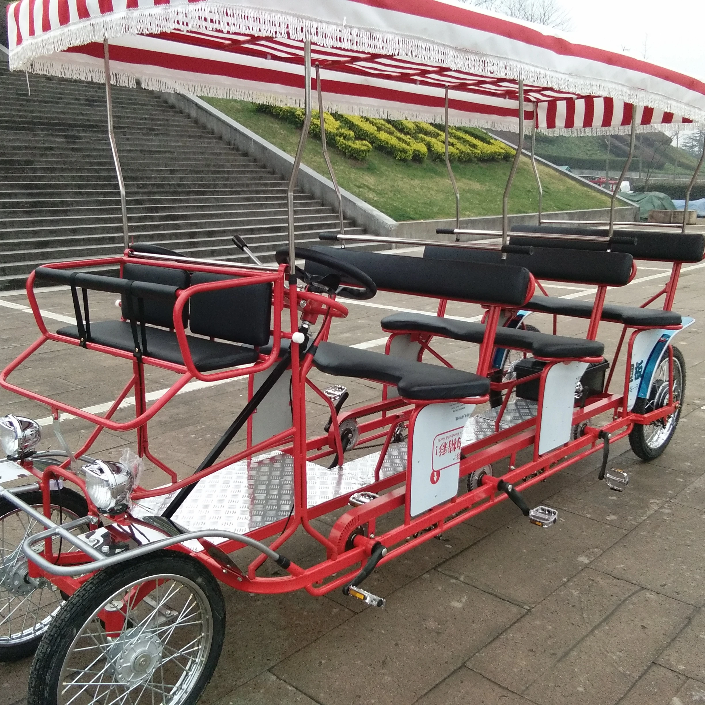 DELUXE EX-SIZE  6PERSONS ELECTRIC  SURREY BIKE WITH LED LIGHTS SURREY  QUADRICYCLE