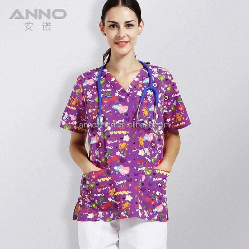 Anno wholesale fancy designer medical scrub suit for women