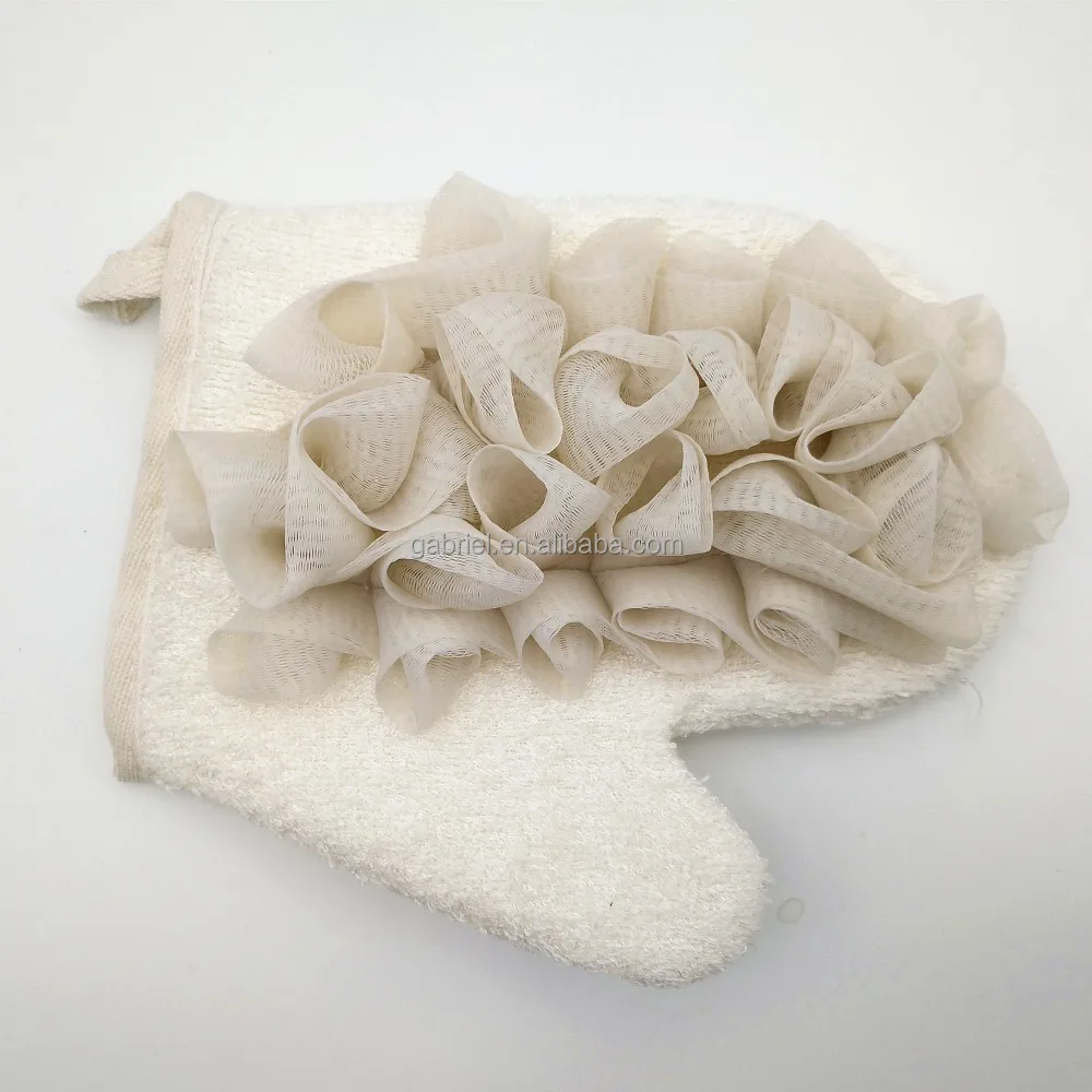 High Quality Bamboo Fibre SPA exfoliating scrubber shower glove bath mitts bath glove