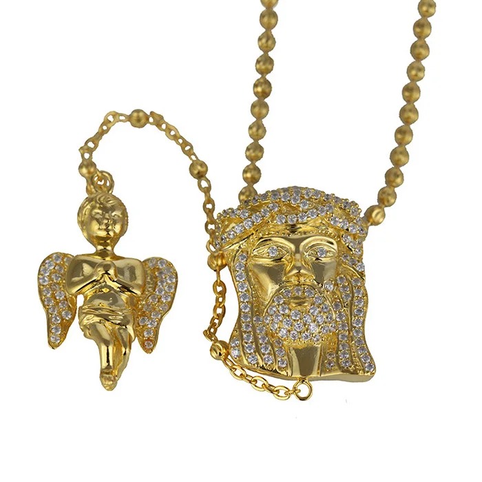 New fashion jewelry hip hop Jesus angel rosary pendant necklace