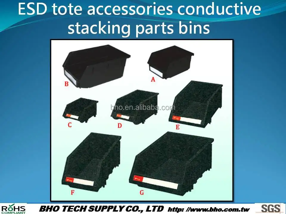 C-8302 ESD tote accessories conductive stacking parts bins