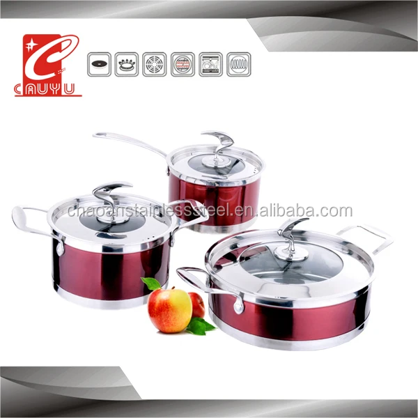 6Pcs Colorful Stainless Steel Cooking Pots Set Juego De Olla Acero De Inoxidable