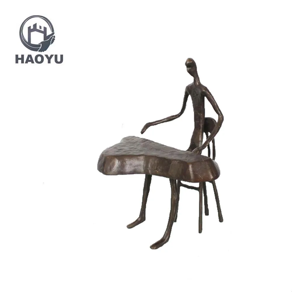 famous bronze musician statues  playing piano theme vintage cast metal sculptures