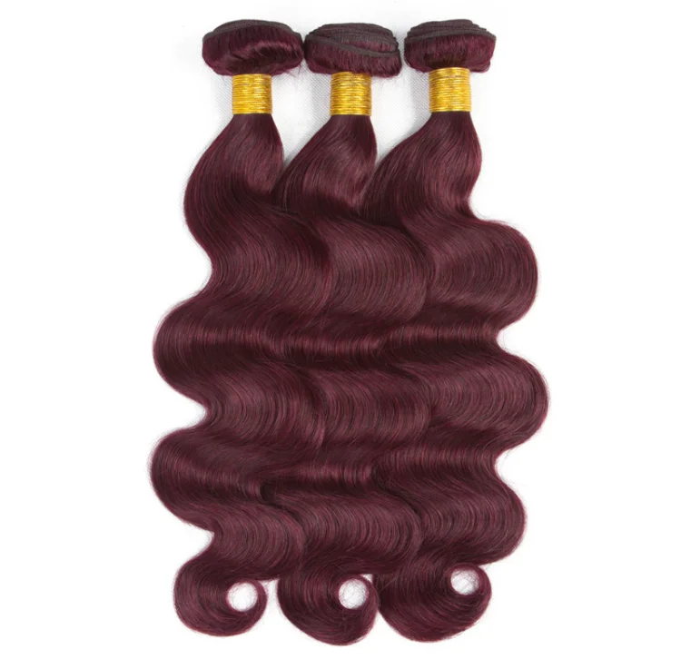 Top Quality Colored Peruvian Human Hair Extension /Peruvian Virgin Hair Bundles With Closure 99J Peruvian Hair/red hair bundles