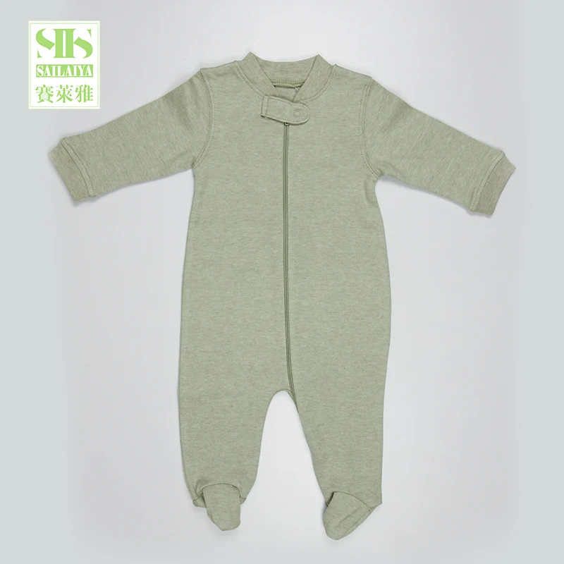 
newborn baby 100% organic cotton baby pajama baby clothes with feet zipper rompers 