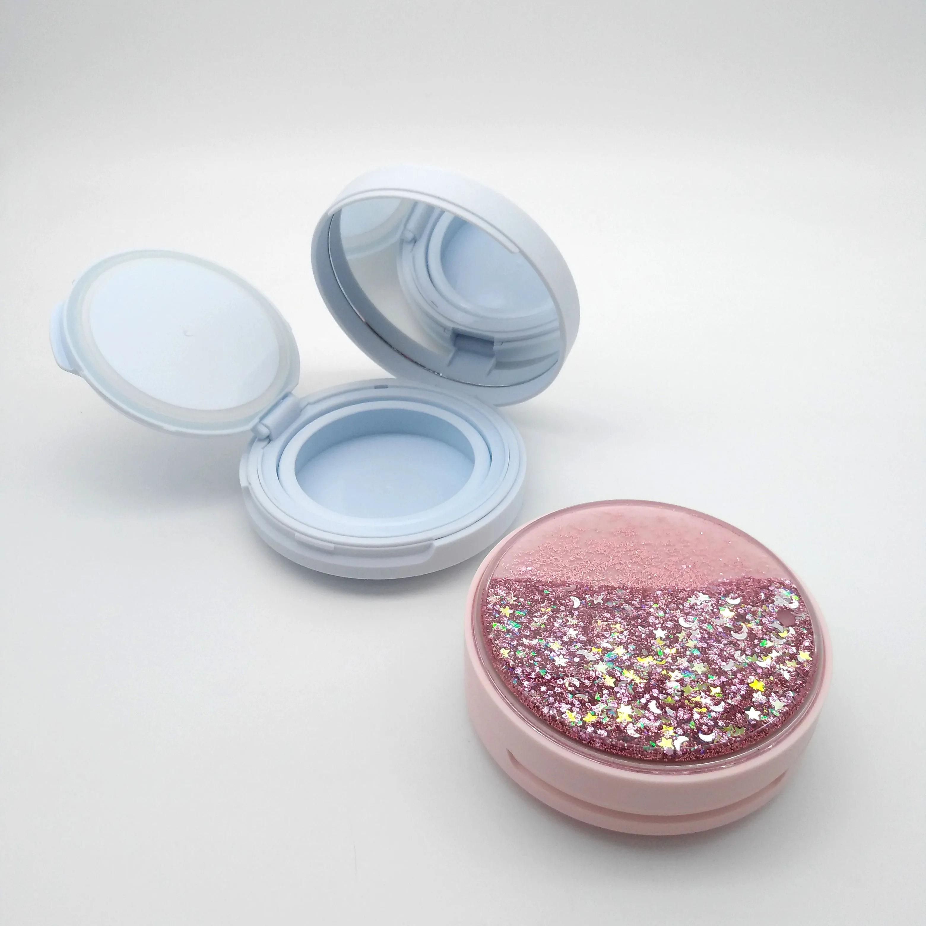 
Glittering Empty Cosmetic Compact Air Cushion Foundation Powder Case Packaging Personal Care UV Coating Matt Lamination Accept 