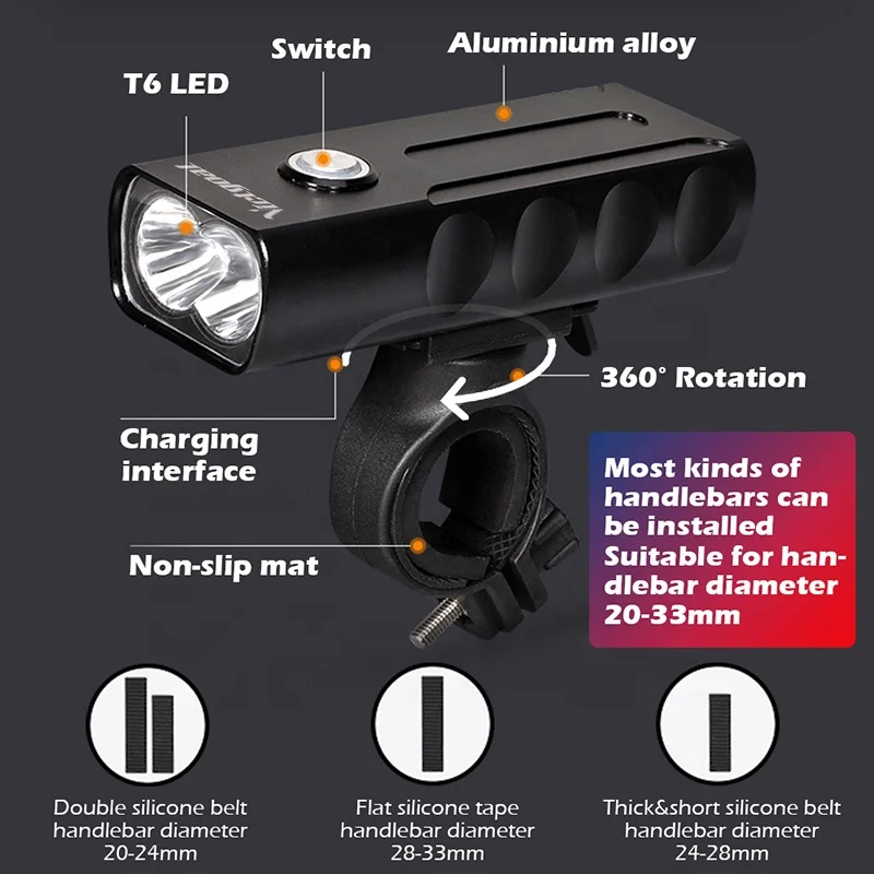 USB Rechargeable Waterproof LED Bike light Set Bicycle Front Light Rear Light