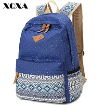 Ethnic Women Backpack for School Teenagers Girls Vintage Stylish Ladies Bag Backpack Female Blue Dotted Printing High Quality