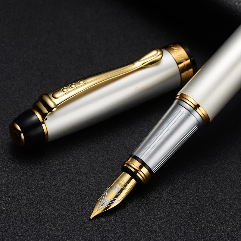 Ручка перьевая белая с гравировкой логотипа, уникальная идея для подарка, металлическая, инновационная, с зажимом, под заказ